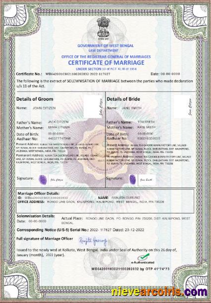 India marriage certificate